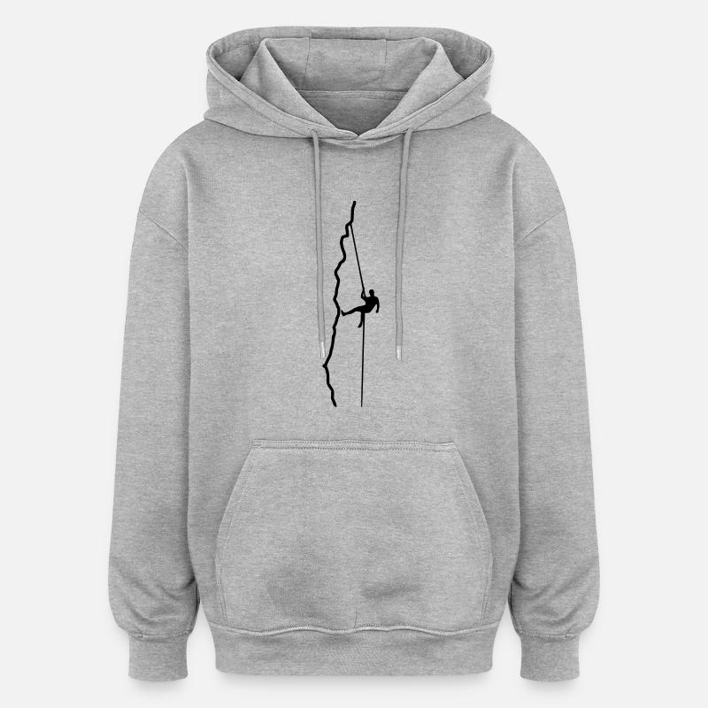 Climber rappelling - Oversized Unisex Hoodie - heather grey