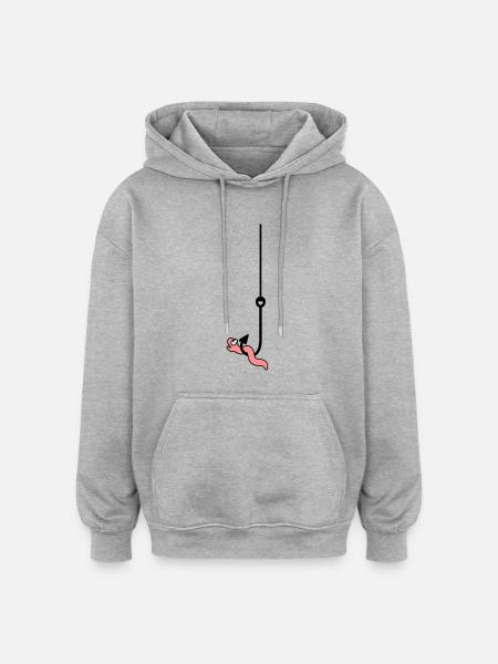 Worm On The Hook - Sweat à capuche oversize unisexe - gris chiné