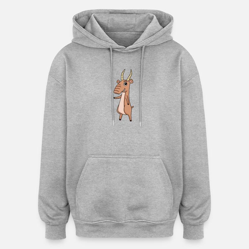 Antilope Saiga Saiga - Sweat à capuche oversize unisexe - gris chiné