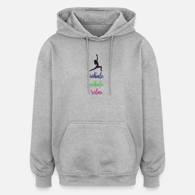 Yoga - Inspirez. Exhaler. Se détendre. - Sweat à capuche oversize unisexe - gris chiné