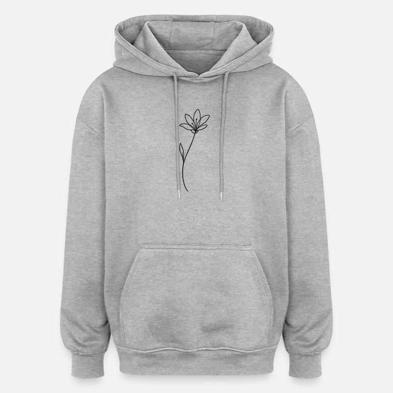 Gamme botanique Fleur Minimale - Sweat à capuche oversize unisexe - gris chiné