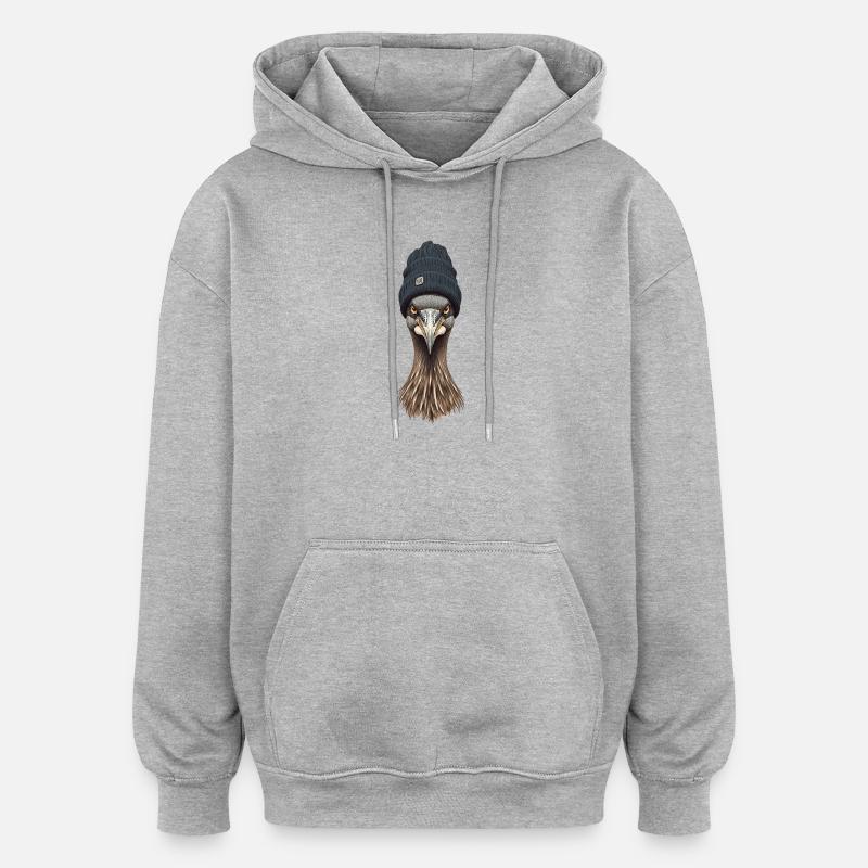 Emukopf mit gemütlicher Mütze - Oversized Unisex Hoodie - Grau meliert