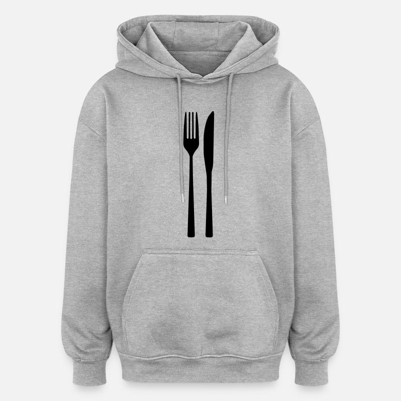Couteau fourchette - fourchette cuillère - Sweat à capuche oversize unisexe - gris chiné