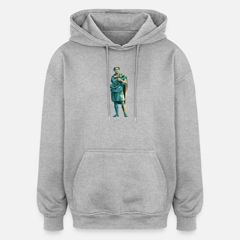 Caesar - Logo de l’histoire cool - Sweat à capuche oversize unisexe - gris chiné