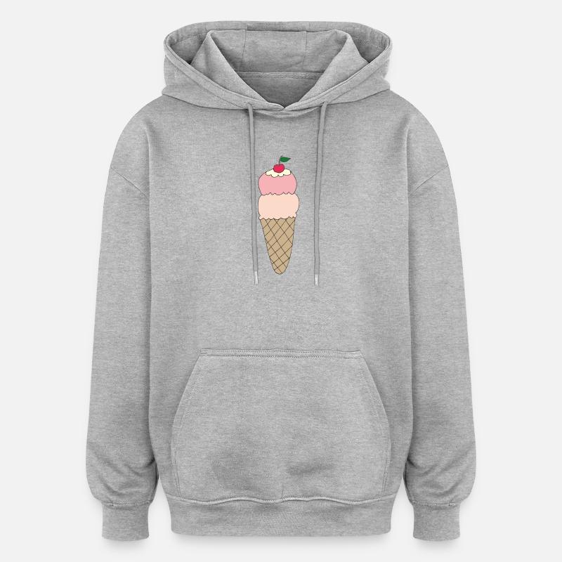Eiscreme mit Kirsche Design - Oversized Unisex Hoodie - heather grey