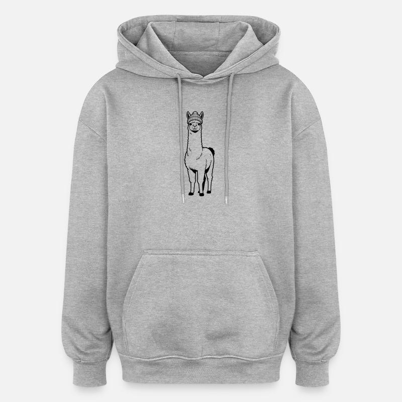 Lama Beanie - Sweat à capuche oversize unisexe - gris chiné