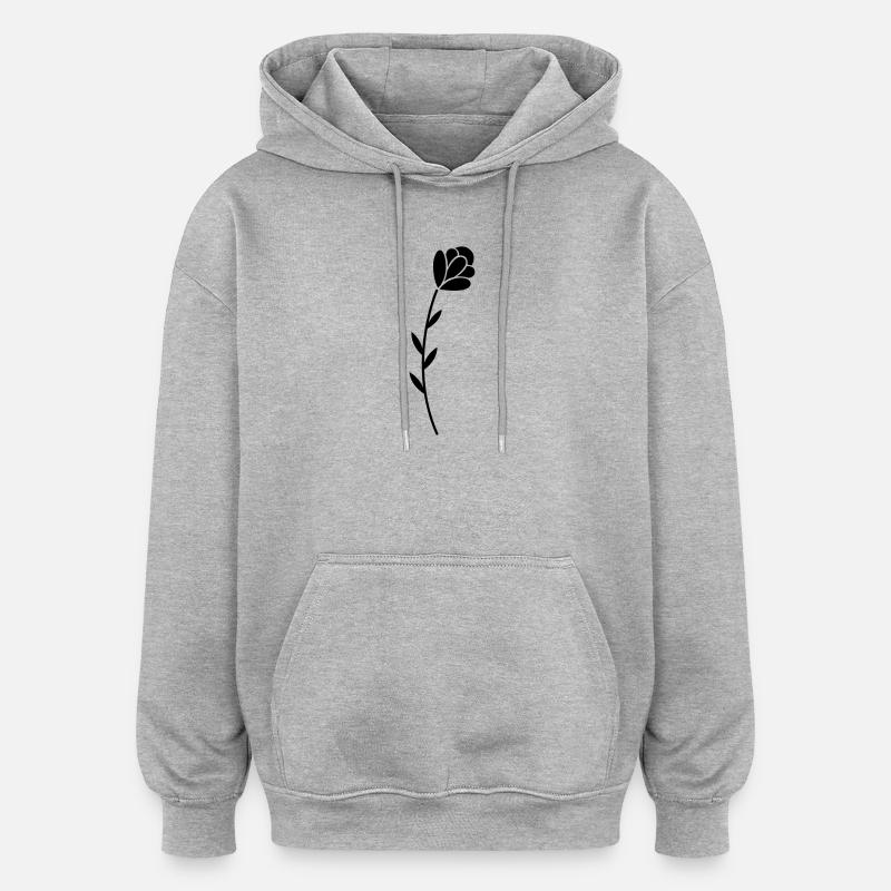 Fleur - Sweat à capuche oversize unisexe - gris chiné