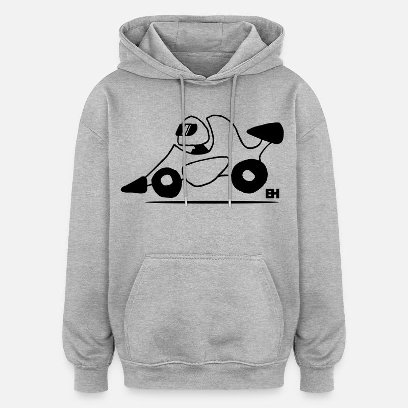 voiture de course - Sweat à capuche oversize unisexe - gris chiné