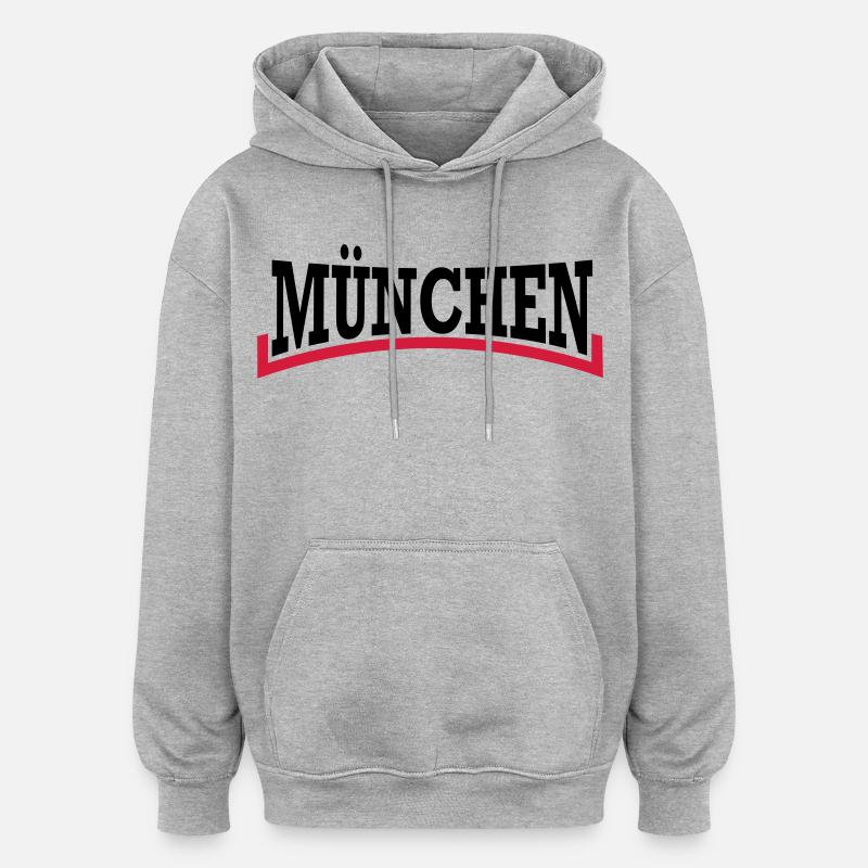 Munich, München - Sweat à capuche oversize unisexe - gris chiné