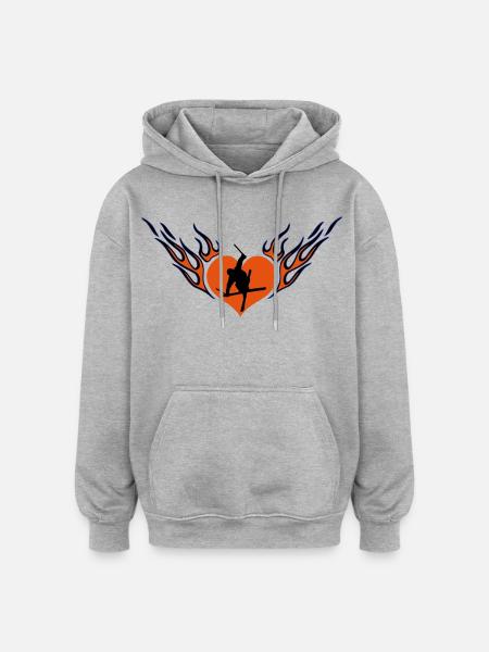 Ski freestyle love - Oversized Unisex Hoodie - heather grey