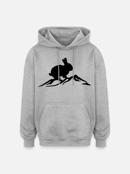 Bunny on mountain - Oversized Unisex Hoodie - heather grey