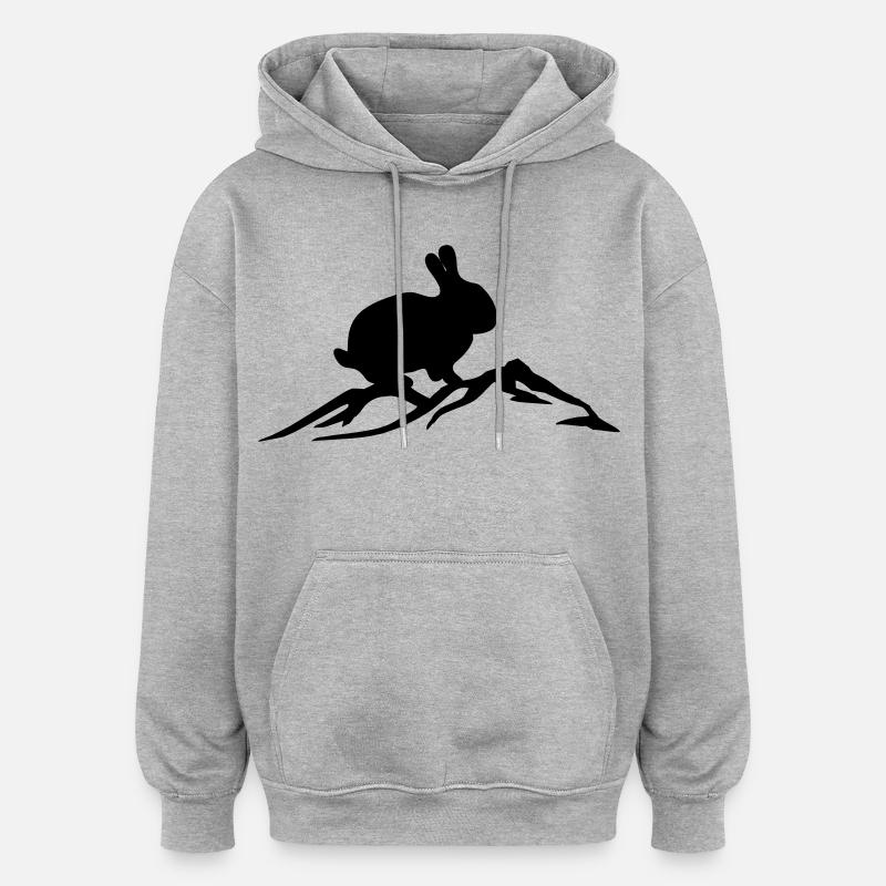 Bunny on mountain - Oversized Unisex Hoodie - heather grey