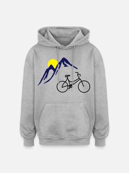Bike, mountains and Sun - Oversized Unisex Hoodie - heather grey