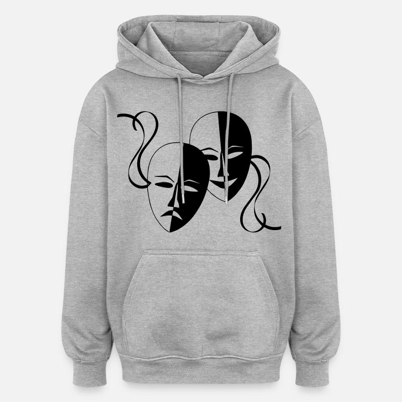 Masque, Masques, Masqué, - Sweat à capuche oversize unisexe - gris chiné