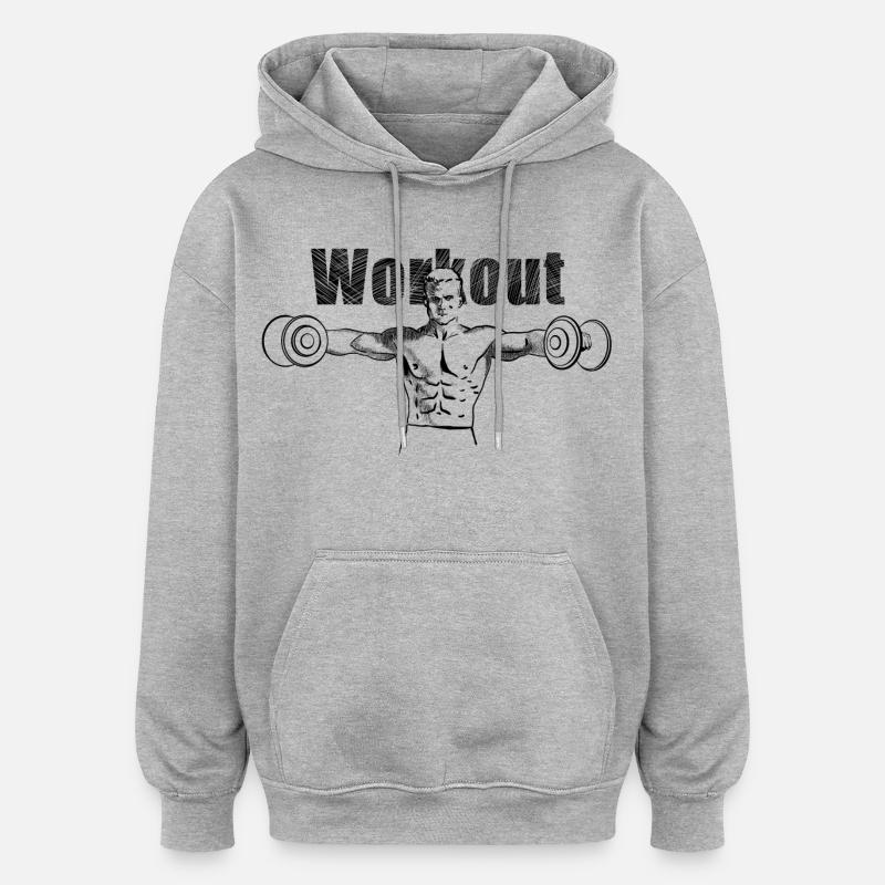 workout - Sweat à capuche oversize unisexe - gris chiné