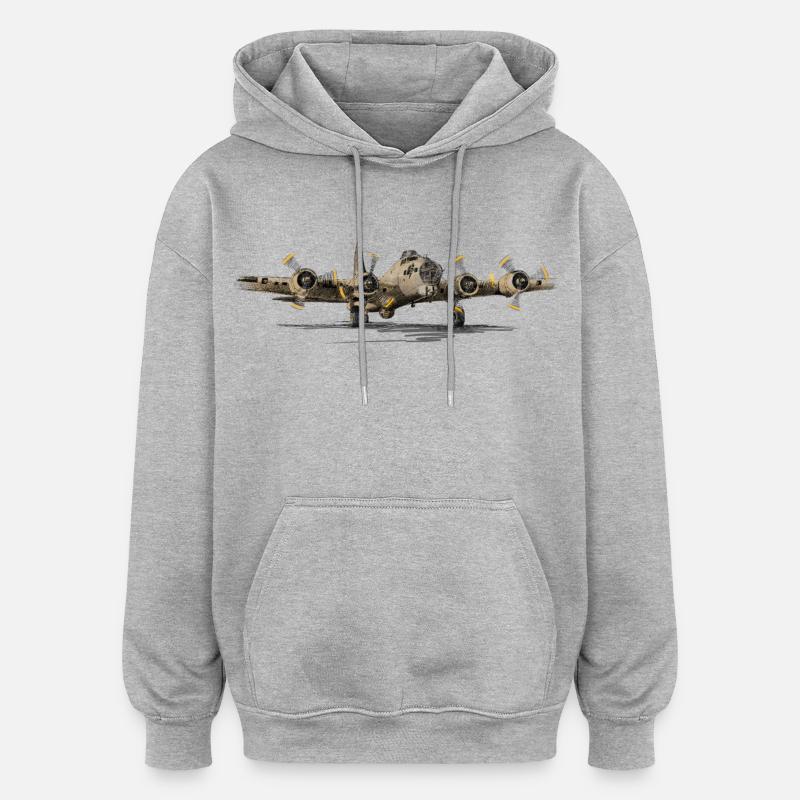 Bomber B-17 - Sweat à capuche oversize unisexe - gris chiné