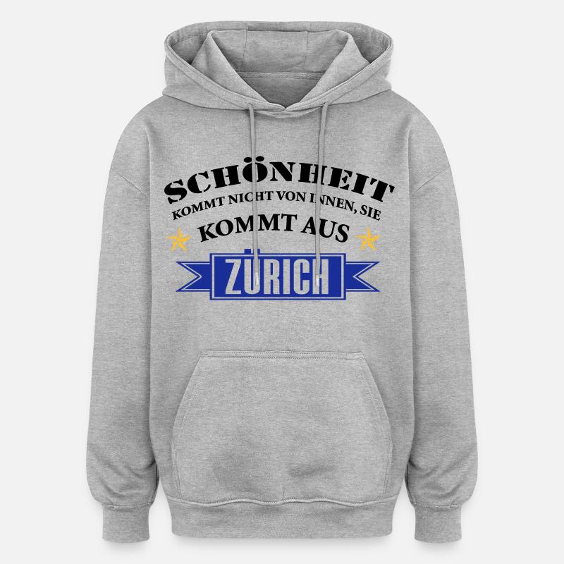 Beauté de Zurich - Sweat à capuche oversize unisexe - gris chiné