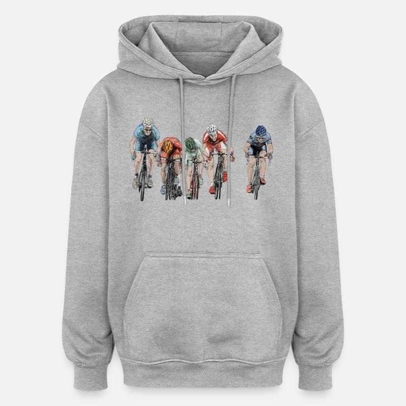 Cycling - Sweat à capuche oversize unisexe - gris chiné