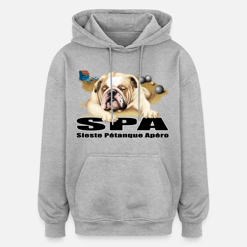 SPA Sieste pétanque apéro - Sweat à capuche oversize unisexe - gris chiné
