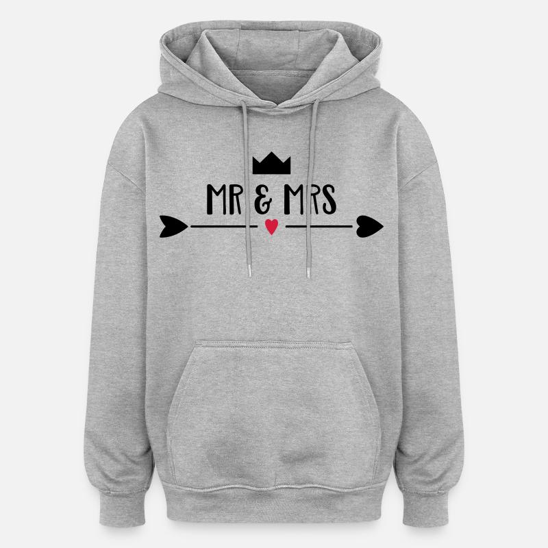 mariage - Sweat à capuche oversize unisexe - gris chiné