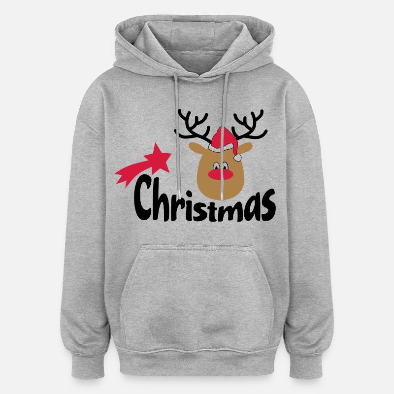 Noël - Sweat à capuche oversize unisexe - gris chiné