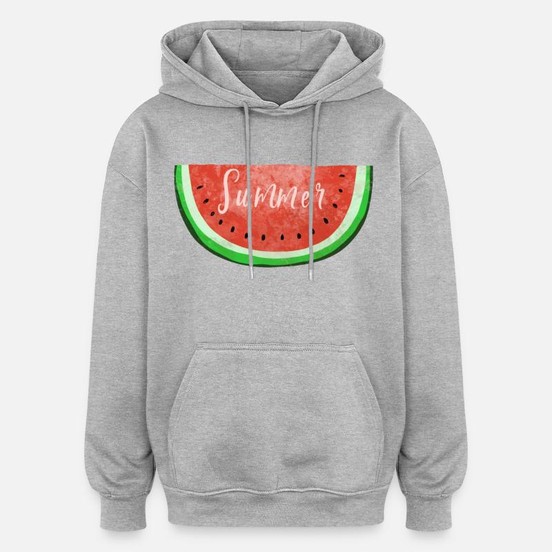 Été Melon d'eau - Melon - été - Sweat à capuche oversize unisexe - gris chiné