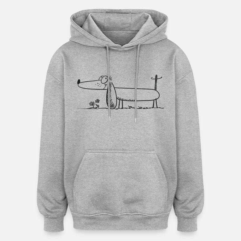 Witziger Dackel - Comic - Dachshund - Oversized Unisex Hoodie - Grau meliert