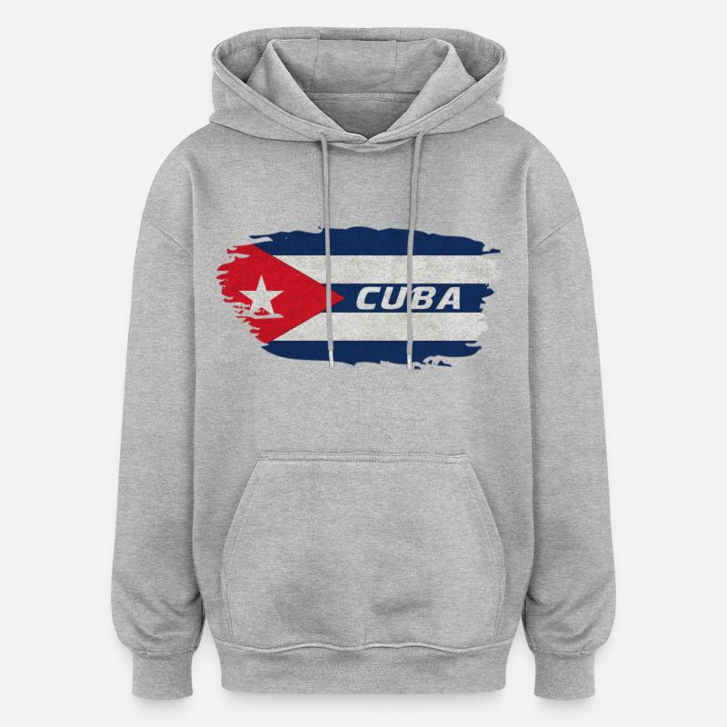 Cuba Drapeau / Caraïbe Cadeau - Sweat à capuche oversize unisexe - gris chiné