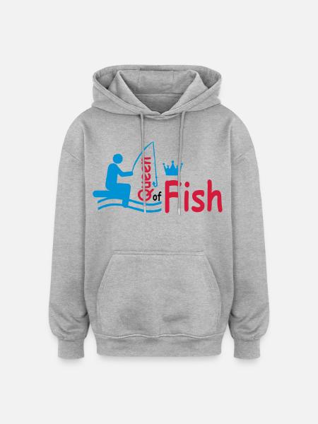 poisson - Sweat à capuche oversize unisexe - gris chiné