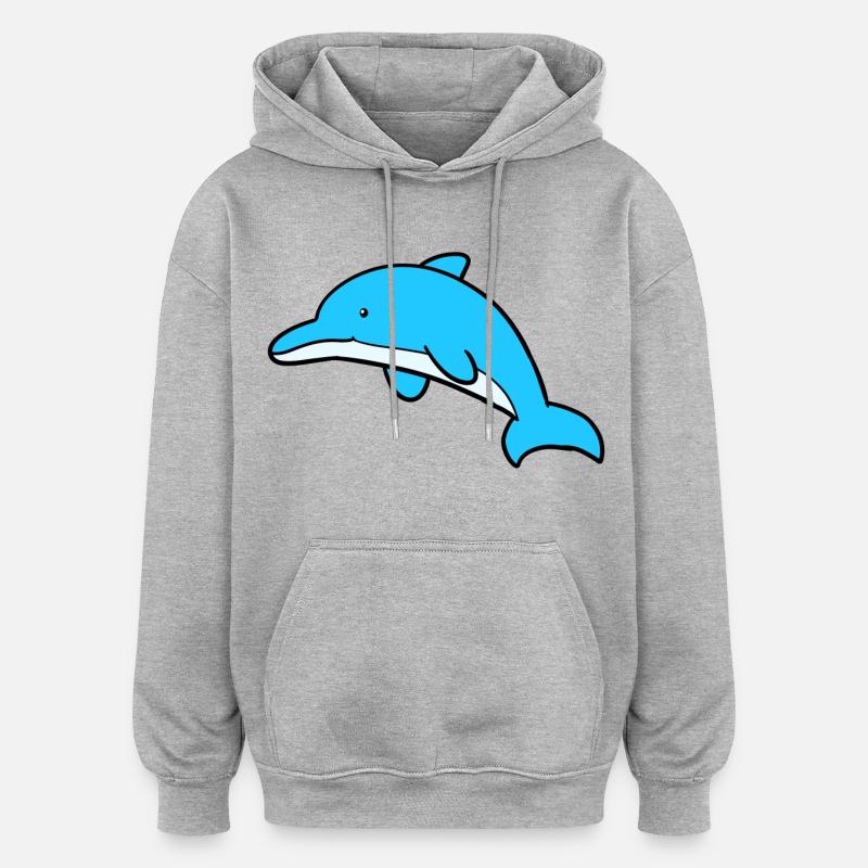 Dauphin mignon - Sweat à capuche oversize unisexe - gris chiné