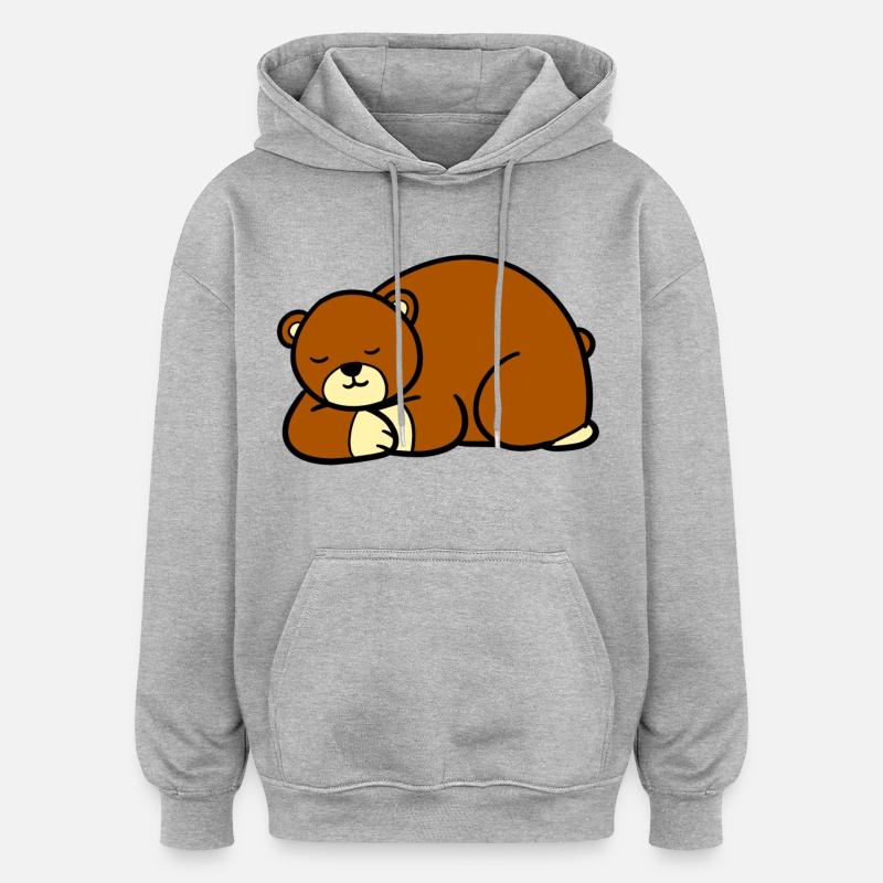 Ours endormi - Sweat à capuche oversize unisexe - gris chiné