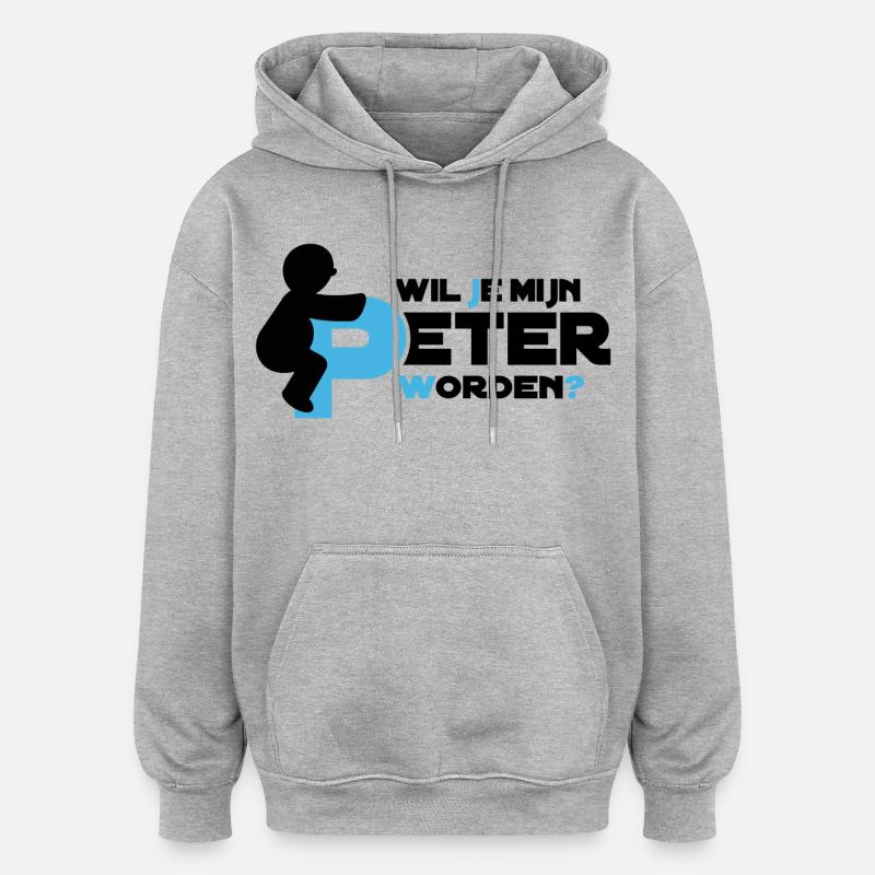 Peter blanc - Sweat à capuche oversize unisexe - gris chiné