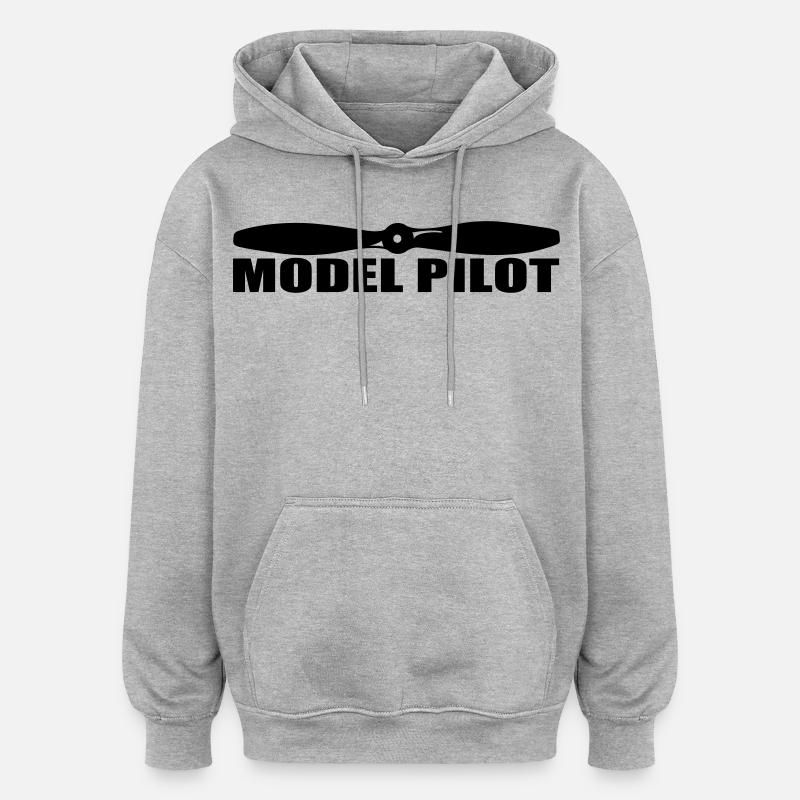 Modèle Pilot - Sweat à capuche oversize unisexe - gris chiné