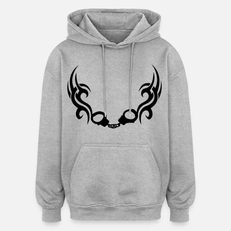 Handschellentrible - Oversized Unisex Hoodie - Grau meliert
