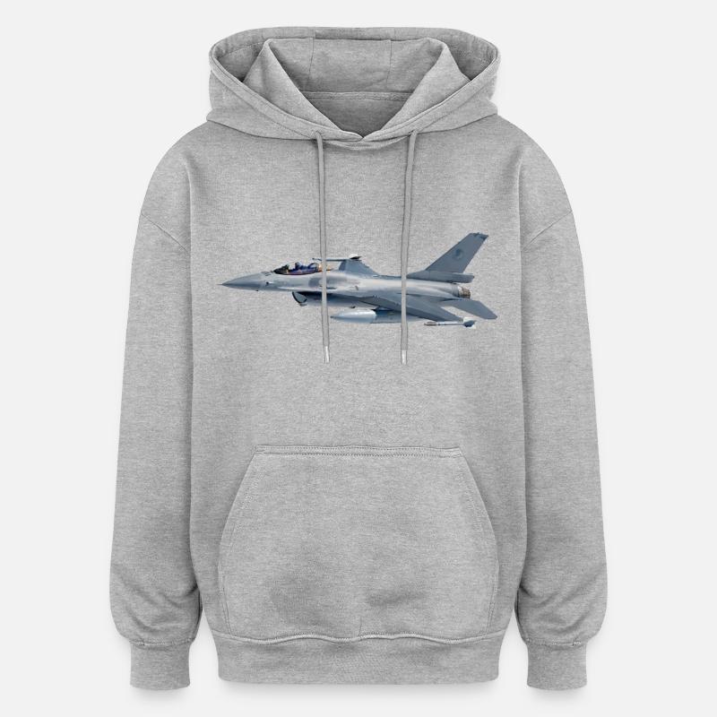 F-16 - Sweat à capuche oversize unisexe - gris chiné