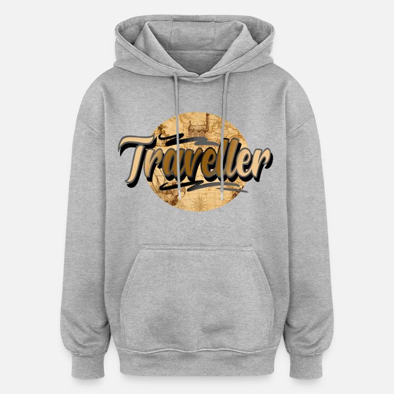 Traveller - Sweat à capuche oversize unisexe - gris chiné