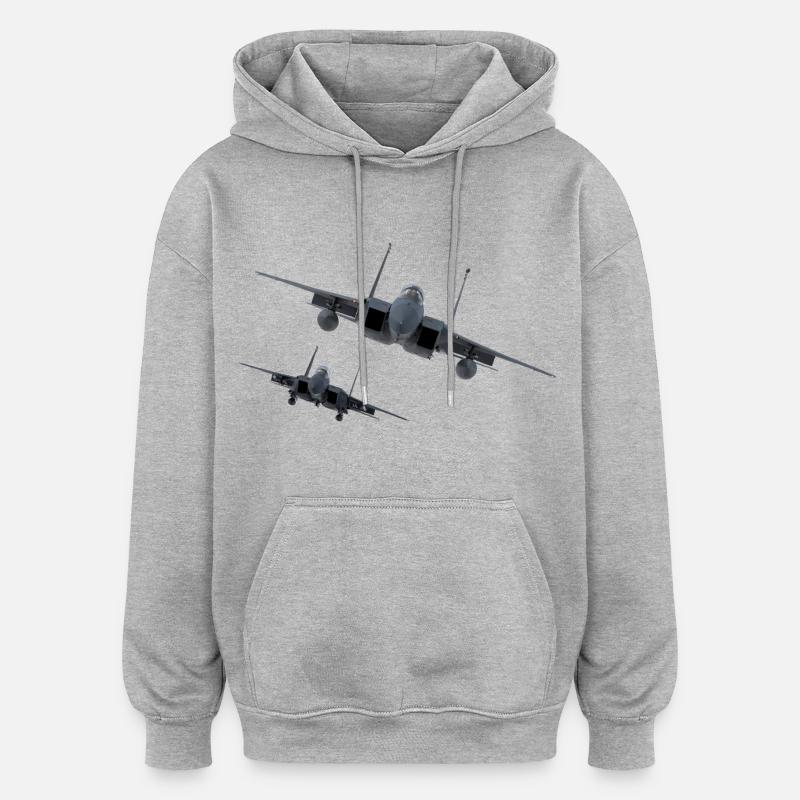 F-15 - Sweat à capuche oversize unisexe - gris chiné