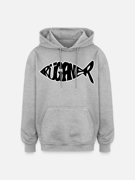 Poisson de Rügan - Sweat à capuche oversize unisexe - gris chiné