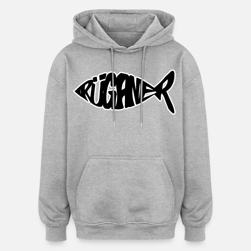 Poisson de Rügan - Sweat à capuche oversize unisexe - gris chiné