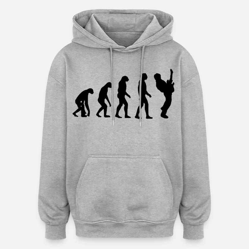 Evolution du guitariste, guitariste, musicien # - Sweat à capuche oversize unisexe - gris chiné