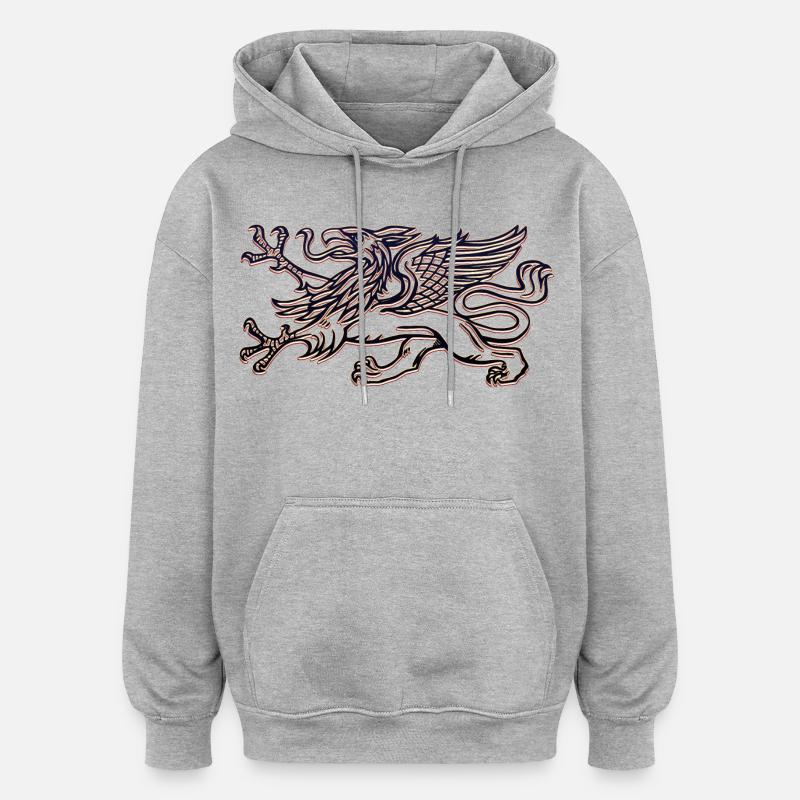 Le griffon de Rostock en 3D - Sweat à capuche oversize unisexe - gris chiné