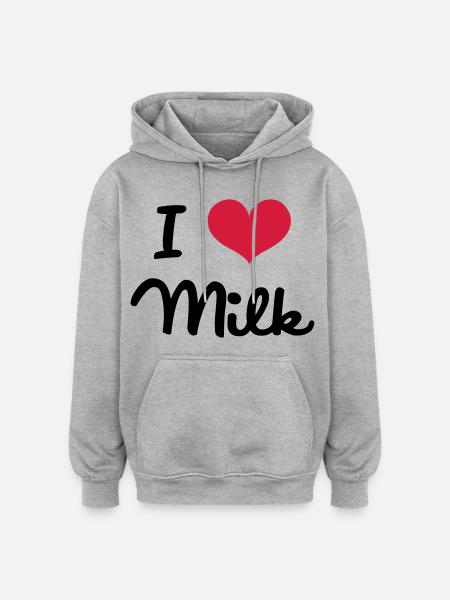 I Love Milk - Oversized Unisex Hoodie - heather grey