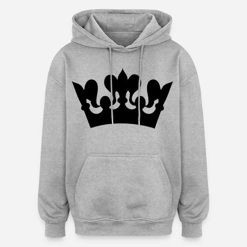 Image d’un dessin de couronne # - Sweat à capuche oversize unisexe - gris chiné
