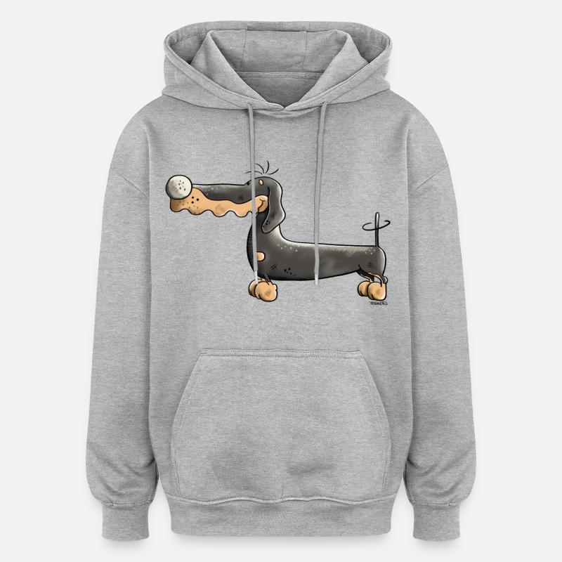 Darinka der Dackel - Oversized Unisex Hoodie - Grau meliert