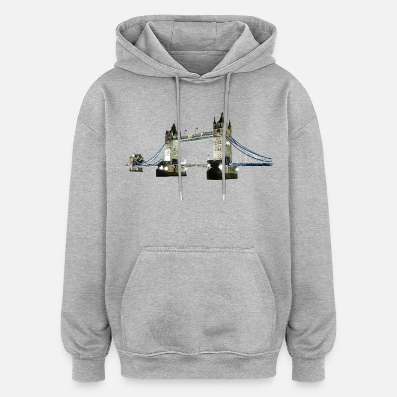 Tower Bridge - Sweat à capuche oversize unisexe - gris chiné