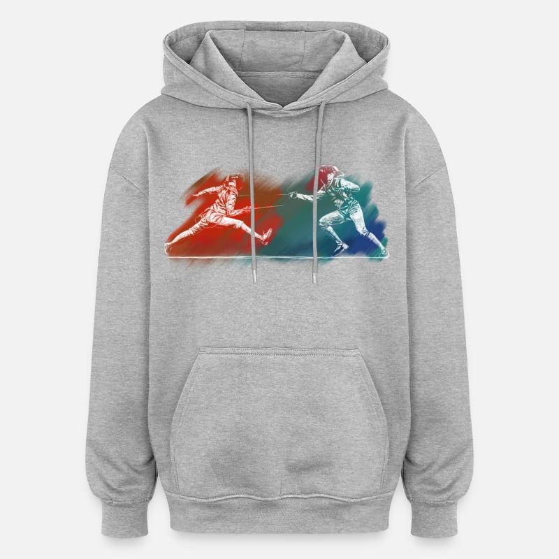fencing - Sweat à capuche oversize unisexe - gris chiné