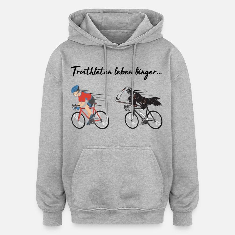 Les triathlètes triathlon vivent plus longtemps! - Sweat à capuche oversize unisexe - gris chiné