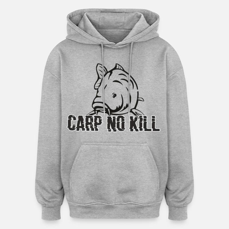 Carpe : Carp no kill 2019 - Sweat à capuche oversize unisexe - gris chiné