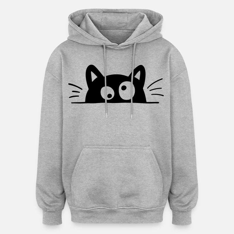 Neugierige Katze - Oversized Unisex Hoodie - Grau meliert