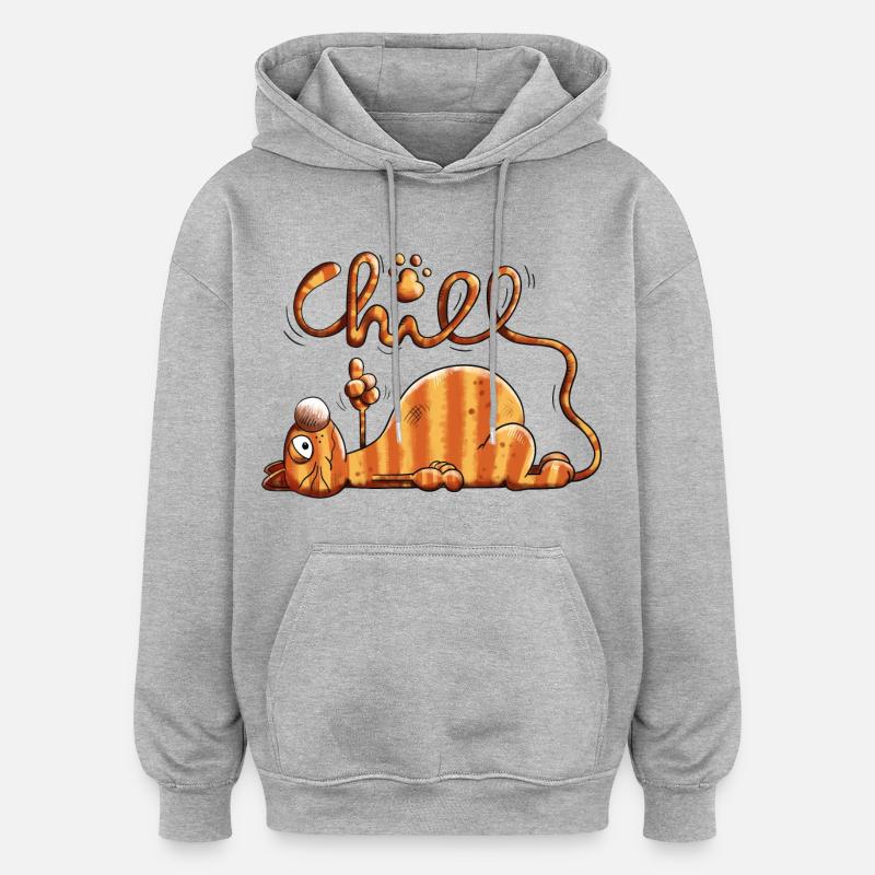 Chill Chat - Sweat à capuche oversize unisexe - gris chiné